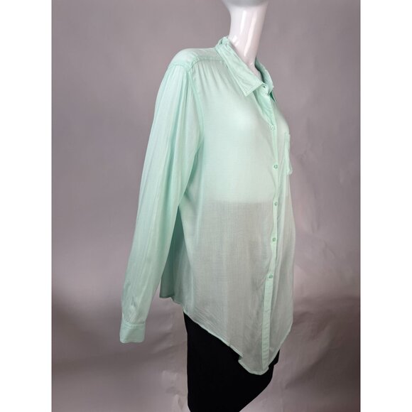 Old Navy Womens Mint Green Long Sleeve Button-Up Shirt Lightweight Rayon Size XL - Picture 16 of 16
